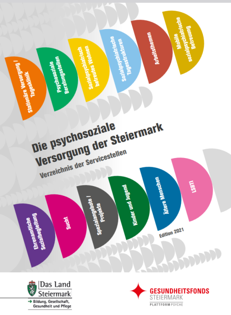 Broschüre der Plattform Psyche: Die psychosoziale Versorgung in der Steiermark – Verzeichnis der Servicestellen